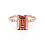 MACY - Chatham® Emerald Champagne True Sapphire 18k Rose Gold Petite Pavé Shoulder Set Ring