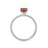 MACY - Chatham® Emerald Champagne True Sapphire 950 Platinum Petite Pavé Shoulder Set Ring