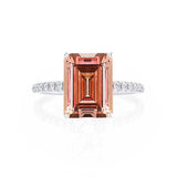 MACY - Chatham® Emerald Champagne True Sapphire 950 Platinum Petite Pavé Shoulder Set Ring