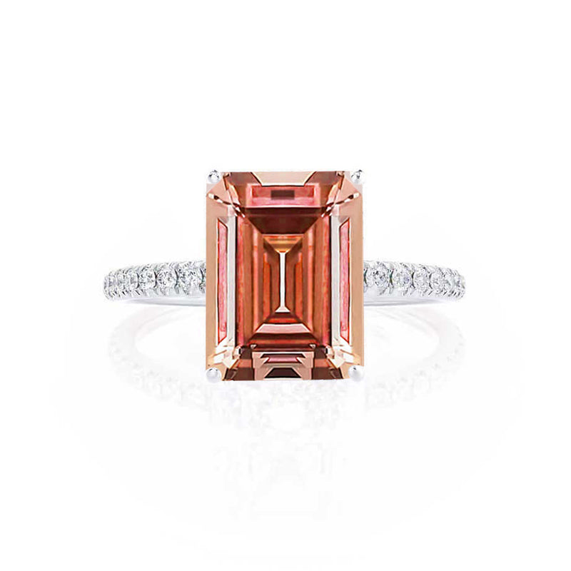 MACY - Chatham® Emerald Champagne True Sapphire 950 Platinum Petite Pavé Shoulder Set Ring