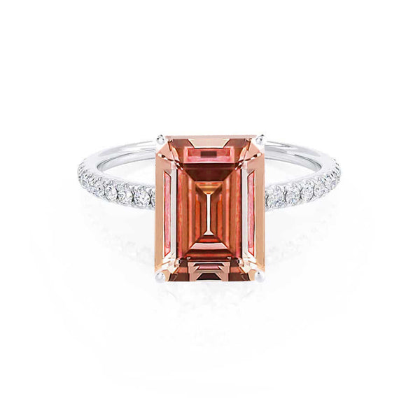 MACY - Chatham® Emerald Champagne True Sapphire 950 Platinum Petite Pavé Shoulder Set Ring