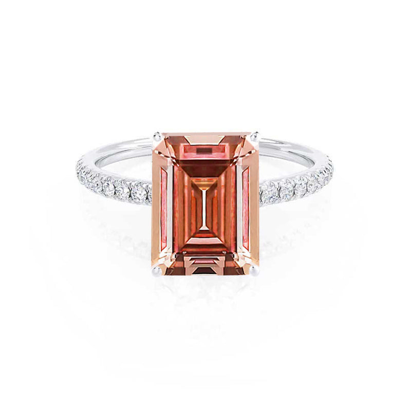 MACY - Chatham® Emerald Champagne True Sapphire 950 Platinum Petite Pavé Shoulder Set Ring