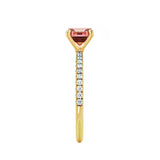 MACY - Chatham® Emerald Champagne True Sapphire 18k Yellow Gold Petite Pavé Shoulder Set Ring