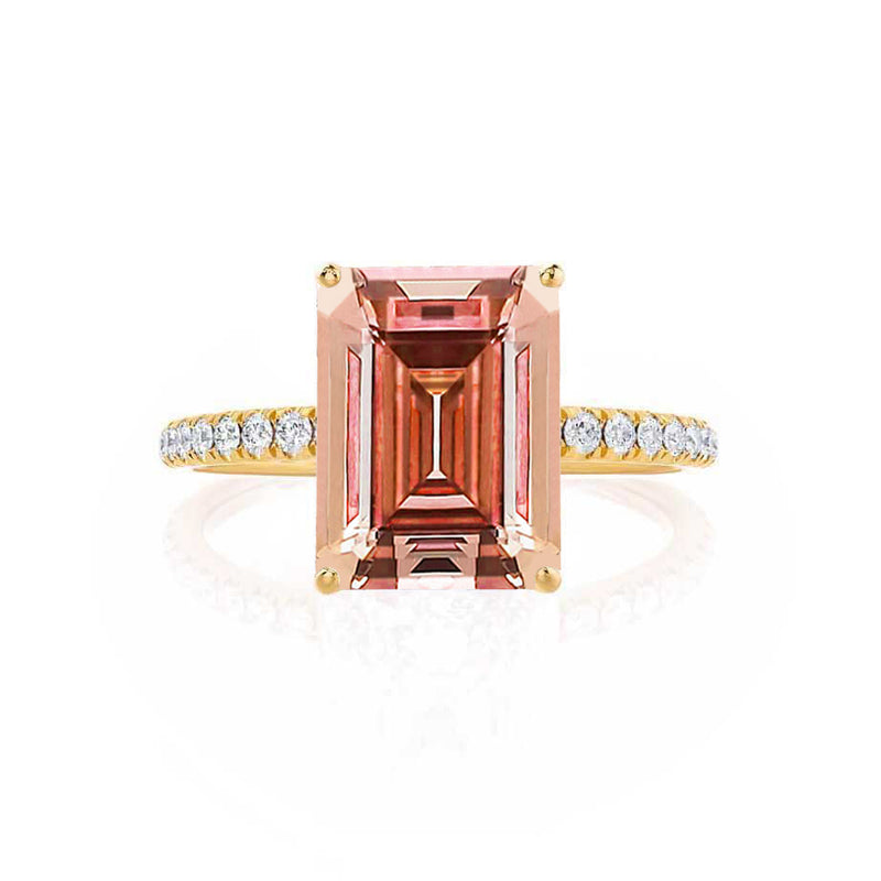 MACY - Chatham® Emerald Champagne True Sapphire 18k Yellow Gold Petite Pavé Shoulder Set Ring