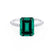 MACY - Chatham® Green Emerald 18k White Gold Petite Pavé Shoulder Set Ring