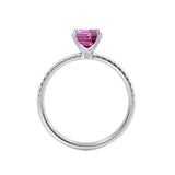 MACY - Chatham® Emerald Pink Sapphire 950 Platinum Petite Pavé Shoulder Set Ring