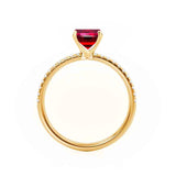 MACY - Chatham® Emerald Ruby 18k Yellow Gold Petite Pavé Shoulder Set Ring