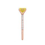 MACY - Chatham® Emerald Yellow Sapphire 18k Rose Gold Petite Pavé Shoulder Set Ring