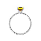 MACY - Chatham® Emerald Yellow Sapphire 950 Platinum Petite Pavé Shoulder Set Ring