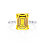 MACY - Chatham® Emerald Yellow Sapphire 950 Platinum Petite Pavé Shoulder Set Ring
