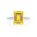 MACY - Emerald Yellow Sapphire 18k White Gold Petite Pavé Shoulder Set Ring