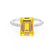 MACY - Emerald Yellow Sapphire 18k White Gold Petite Pavé Shoulder Set Ring