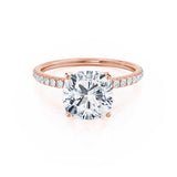 MACY - Cushion Natural Diamond 18k Rose Gold Petite Shoulder Set Engagement Ring Lily Arkwright