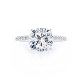 MACY - Cushion Natural Diamond Platinum Petite Shoulder Set Engagement Ring Lily Arkwright