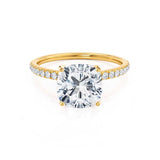 MACY - Cushion Natural Diamond 18k Yellow Gold Petite Shoulder Set Engagement Ring Lily Arkwright