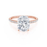 MACY - Elongated Cushion Natural Diamond 18k Rose Gold Petite Shoulder Set Engagement Ring Lily Arkwright