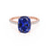 MACY - Elongated Cushion Blue Sapphire 18k Rose Gold Petite Pavé Shoulder Set Ring
