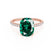 MACY - Chatham® Elongated Cushion Emerald 18k Rose Gold Petite Pavé Shoulder Set Ring