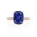 MACY - Elongated Cushion Blue Sapphire 18k Rose Gold Petite Pavé Shoulder Set Ring