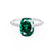 MACY - Chatham® Elongated Cushion Emerald 950 Platinum Petite Pavé Shoulder Set Ring