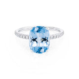 MACY - Chatham® Elongated Cushion Aqua Spinel 950 Platinum Petite Pavé Shoulder Set Ring