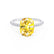 MACY - Elongated Cushion Yellow Sapphire 18k White Gold Petite Pavé Shoulder Set Ring