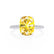 MACY - Elongated Cushion Yellow Sapphire 18k White Gold Petite Pavé Shoulder Set Ring
