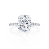 MACY - Elongated Cushion Natural Diamond Platinum Petite Shoulder Set Engagement Ring Lily Arkwright