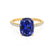 MACY - Elongated Cushion Blue Sapphire 18k Yellow Gold Petite Pavé Shoulder Set Ring