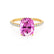 MACY - Elongated Cushion Pink Sapphire 18k Yellow Gold Petite Pavé Shoulder Set Ring