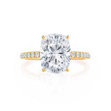 MACY - Elongated Cushion Natural Diamond 18k Yellow Gold Petite Shoulder Set Engagement Ring Lily Arkwright