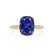 MACY - Elongated Cushion Blue Sapphire 18k Yellow Gold Petite Pavé Shoulder Set Ring
