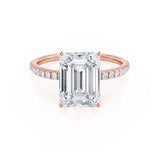 MACY - Emerald Natural Diamond 18k Rose Gold Micro Pavé Ring Engagement Ring Lily Arkwright