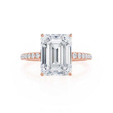 MACY - Emerald Natural Diamond 18k Rose Gold Micro Pavé Ring Engagement Ring Lily Arkwright