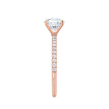 MACY - Elongated Cushion Natural Diamond 18k Rose Gold Petite Shoulder Set Engagement Ring Lily Arkwright