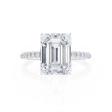 MACY - Emerald Natural Diamond Platinum Micro Pavé Ring Engagement Ring Lily Arkwright