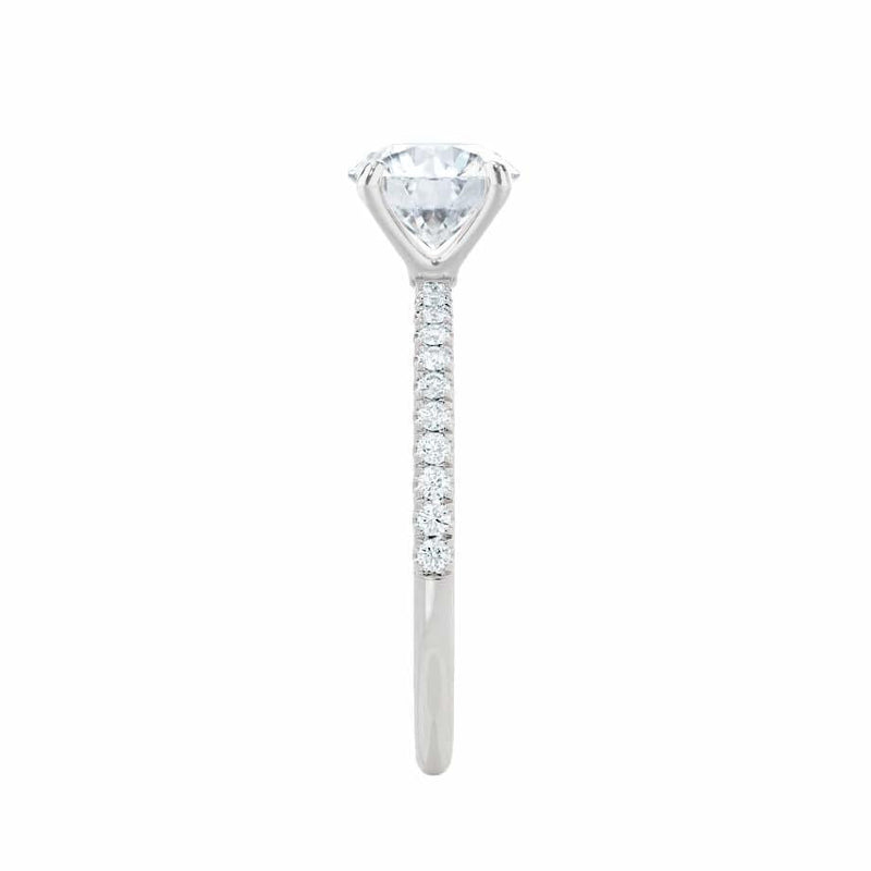 MACY - Elongated Cushion Natural Diamond Platinum Petite Shoulder Set Engagement Ring Lily Arkwright