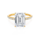 MACY - Emerald Natural Diamond 18k Yellow Gold Micro Pavé Ring Engagement Ring Lily Arkwright
