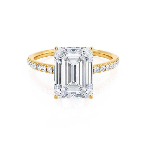 MACY - Emerald Natural Diamond 18k Yellow Gold Micro Pavé Ring Engagement Ring Lily Arkwright