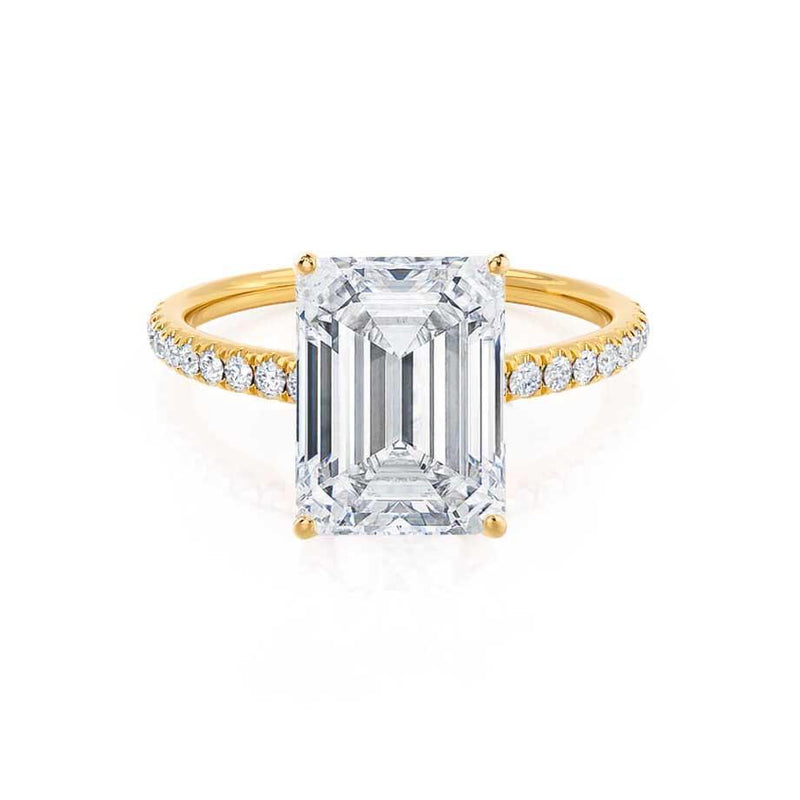 MACY - Emerald Natural Diamond 18k Yellow Gold Micro Pavé Ring Engagement Ring Lily Arkwright