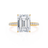 MACY - Emerald Natural Diamond 18k Yellow Gold Micro Pavé Ring Engagement Ring Lily Arkwright
