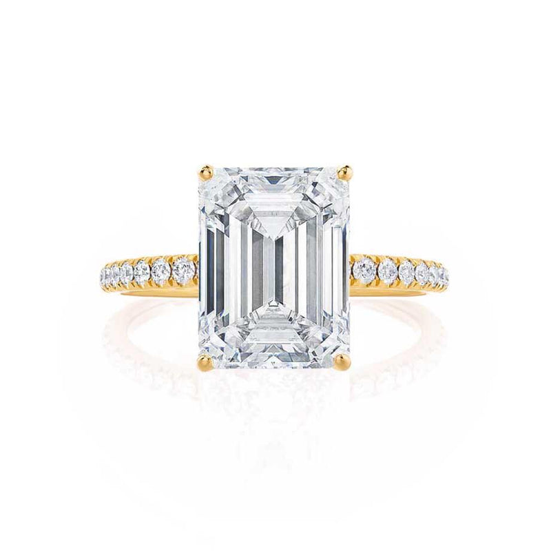 MACY - Emerald Natural Diamond 18k Yellow Gold Micro Pavé Ring Engagement Ring Lily Arkwright