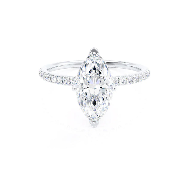 MACY - Marquise Lab Diamond 950 Platinum Gold Petite Solitaire