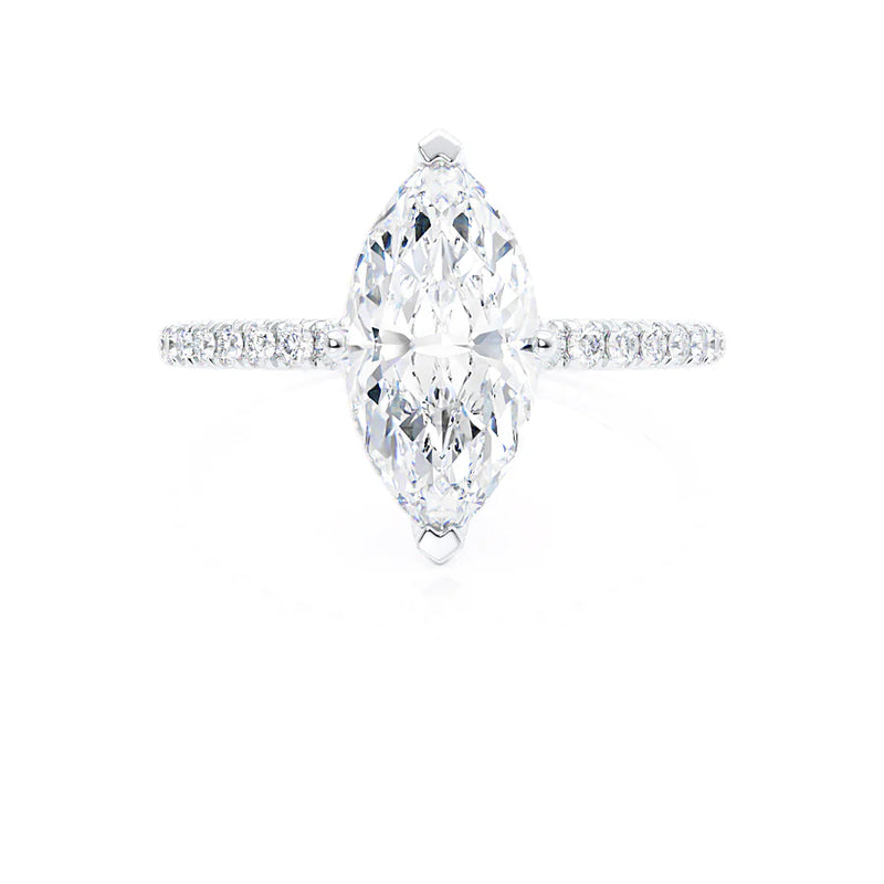 MACY - Marquise Lab Diamond 950 Platinum Gold Petite Solitaire