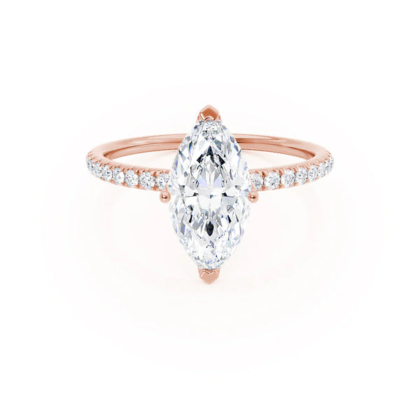 MACY - Marquise Lab Diamond 18k Rose Gold Petite Solitaire