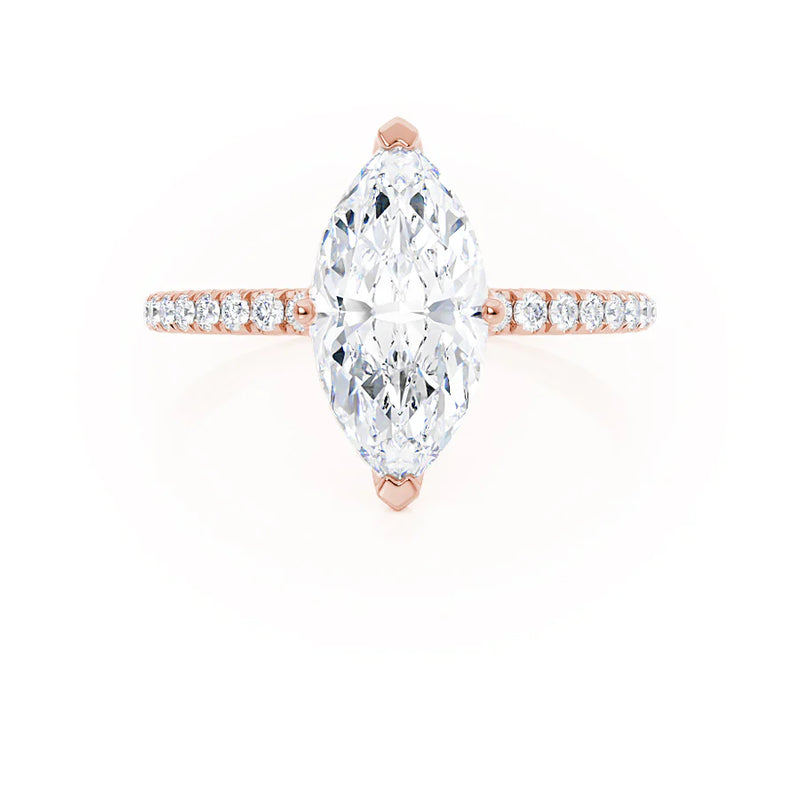 MACY - Marquise Lab Diamond 18k Rose Gold Petite Solitaire