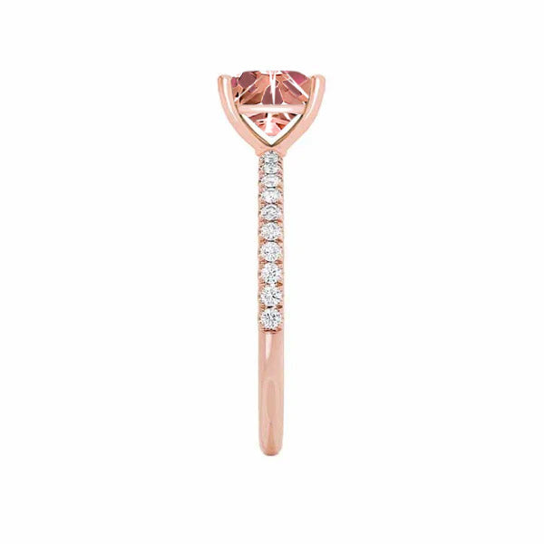 MACY - Chatham® Princess Champagne True Sapphire 18k Rose Gold Petite Pavé Shoulder Set Ring