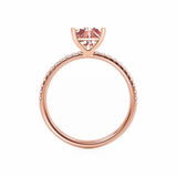 MACY - Chatham® Princess Champagne True Sapphire 18k Rose Gold Petite Pavé Shoulder Set Ring