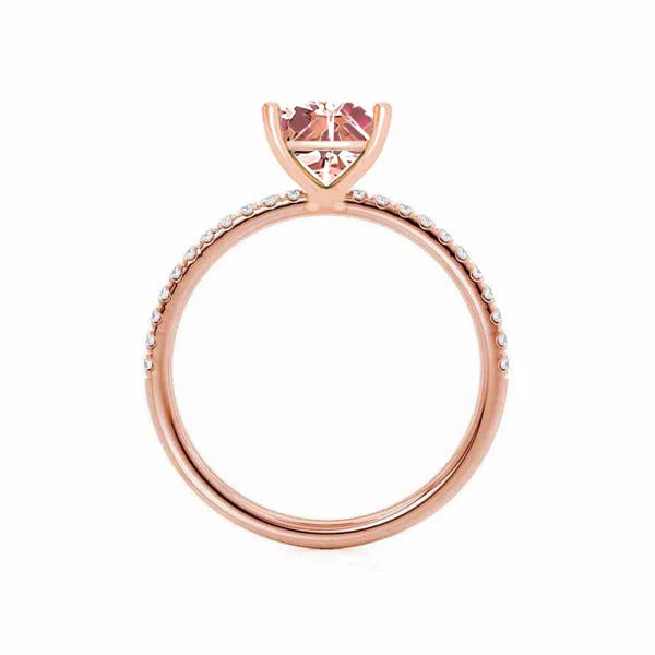 MACY - Chatham® Princess Champagne True Sapphire 18k Rose Gold Petite Pavé Shoulder Set Ring