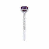 MACY - Chatham® Princess Alexandrite 18k White Gold Petite Pavé Shoulder Set Ring